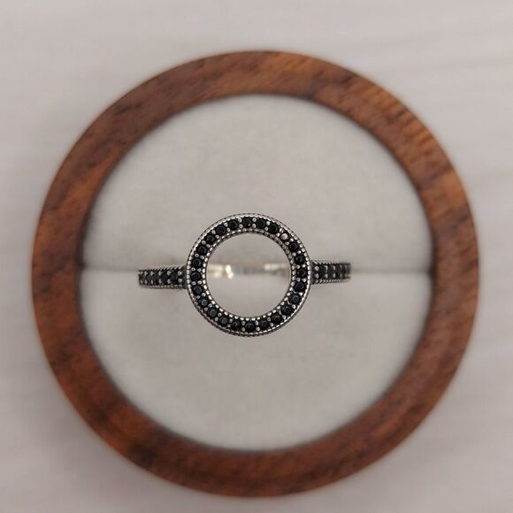 925 Sterling Silver Oxidized O Ring - Picture 2 of 6